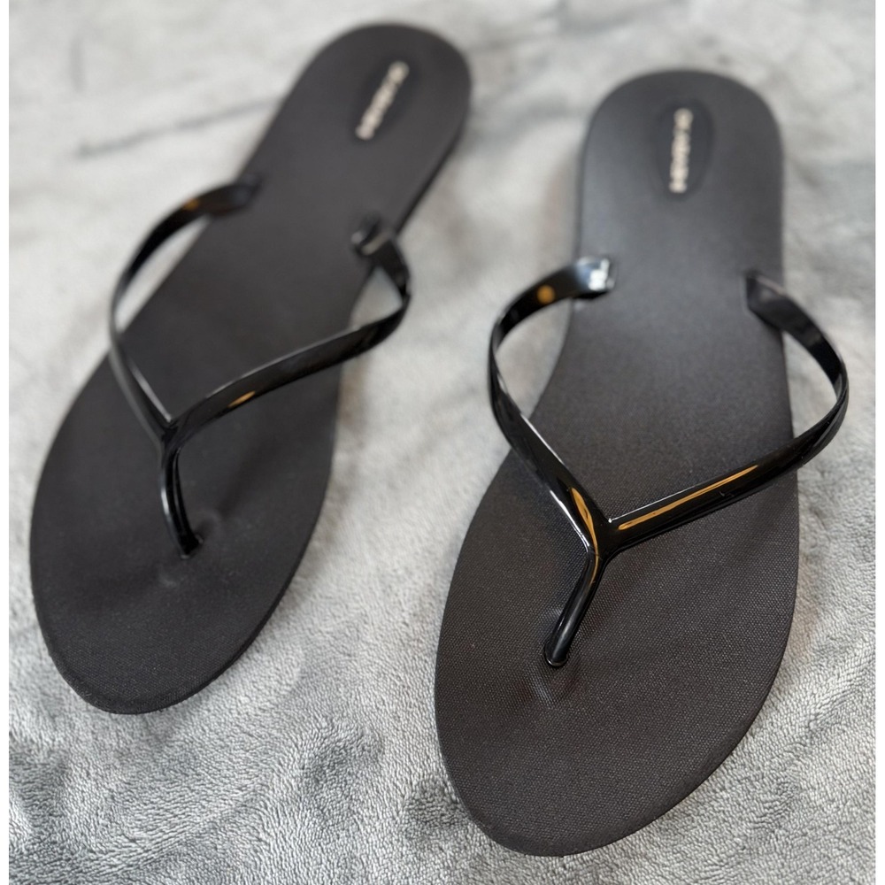 Okabashi Sandals Womens Size 11 Black Flip Flops Thong Slip On Beach Made in USA